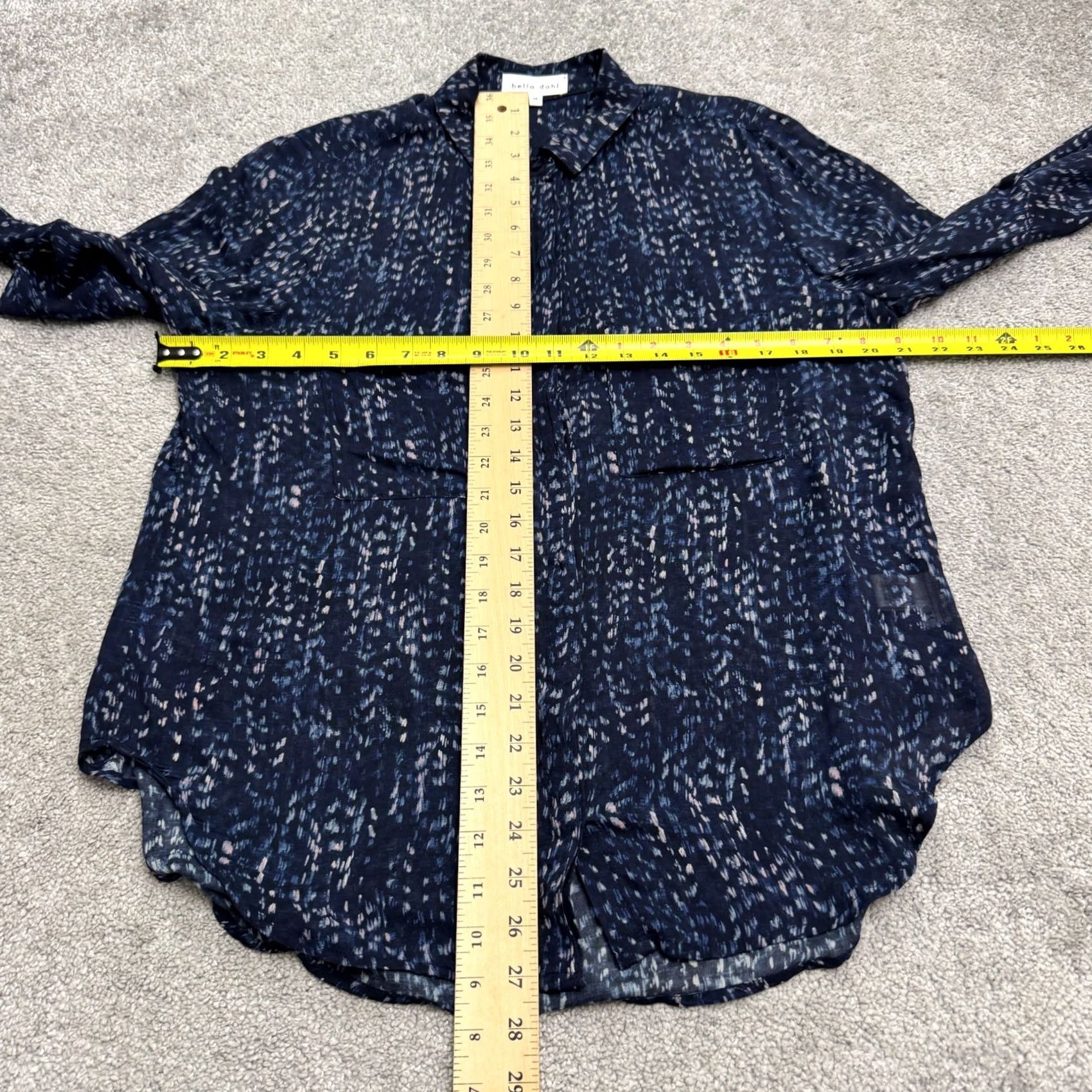 Bella Dahl Bella Dahl Button-Up Shirt Blouse Womens M Navy Blue Paisley Print Long Sleeve Regular Fit Cotton Size M / US 6-8 / IT 42-44 - 7 Thumbnail