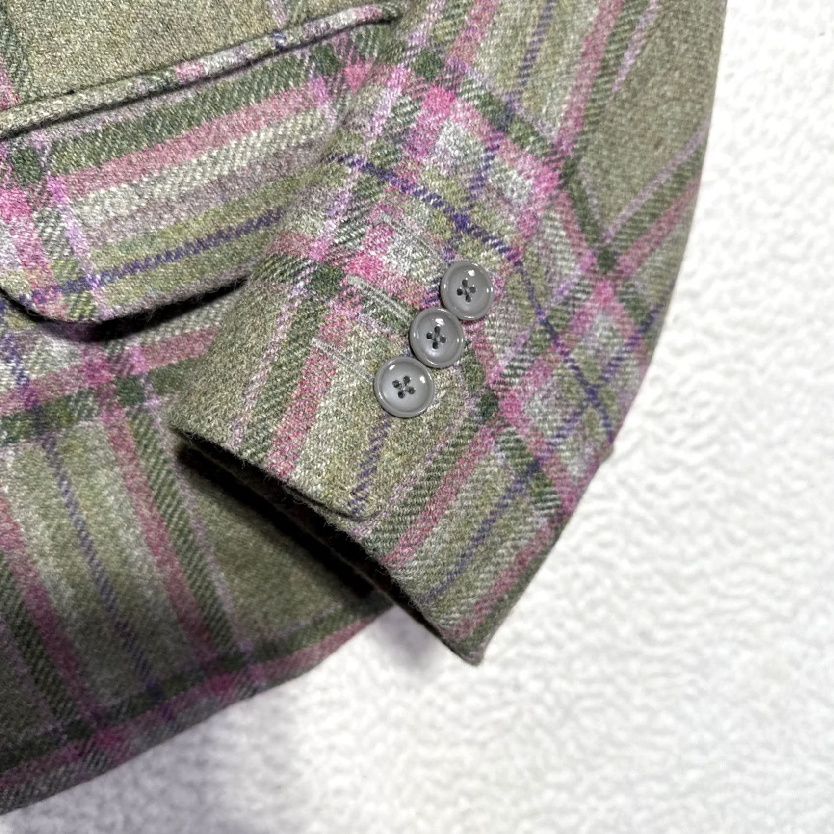 Vintage VINTAGE Royal And Plaid Women's Blazer Tartan Plaid Notch Lapel Single-Breasted 1-Button 100% Wool Lined Green/Purple Size 12 Size XL / US 12-14 / IT 48-50 - 3 Thumbnail