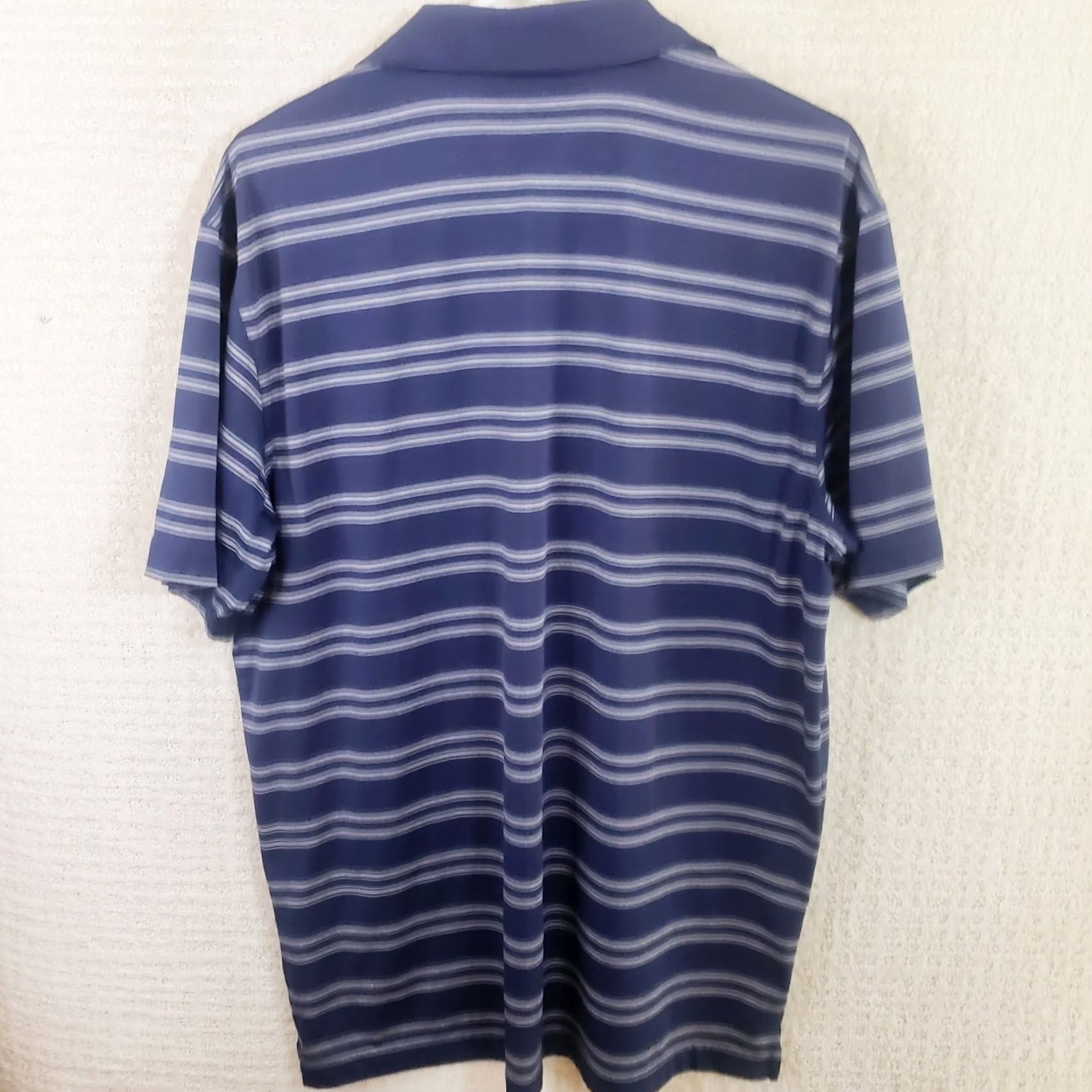 Vintage Masters Performance Golf Polo Shirt Mens L Blue Striped Short Sleeve Embroidery Size US L / EU 52-54 / 3 - 7 Thumbnail
