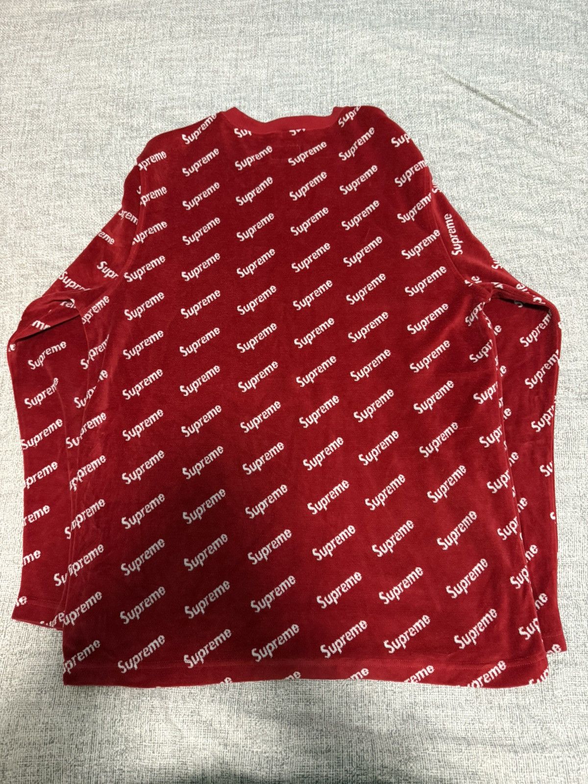 Supreme Supreme fw17 velour diagonal logo Ls top longsleeve tee Size US M / EU 48-50 / 2 - 2 Thumbnail