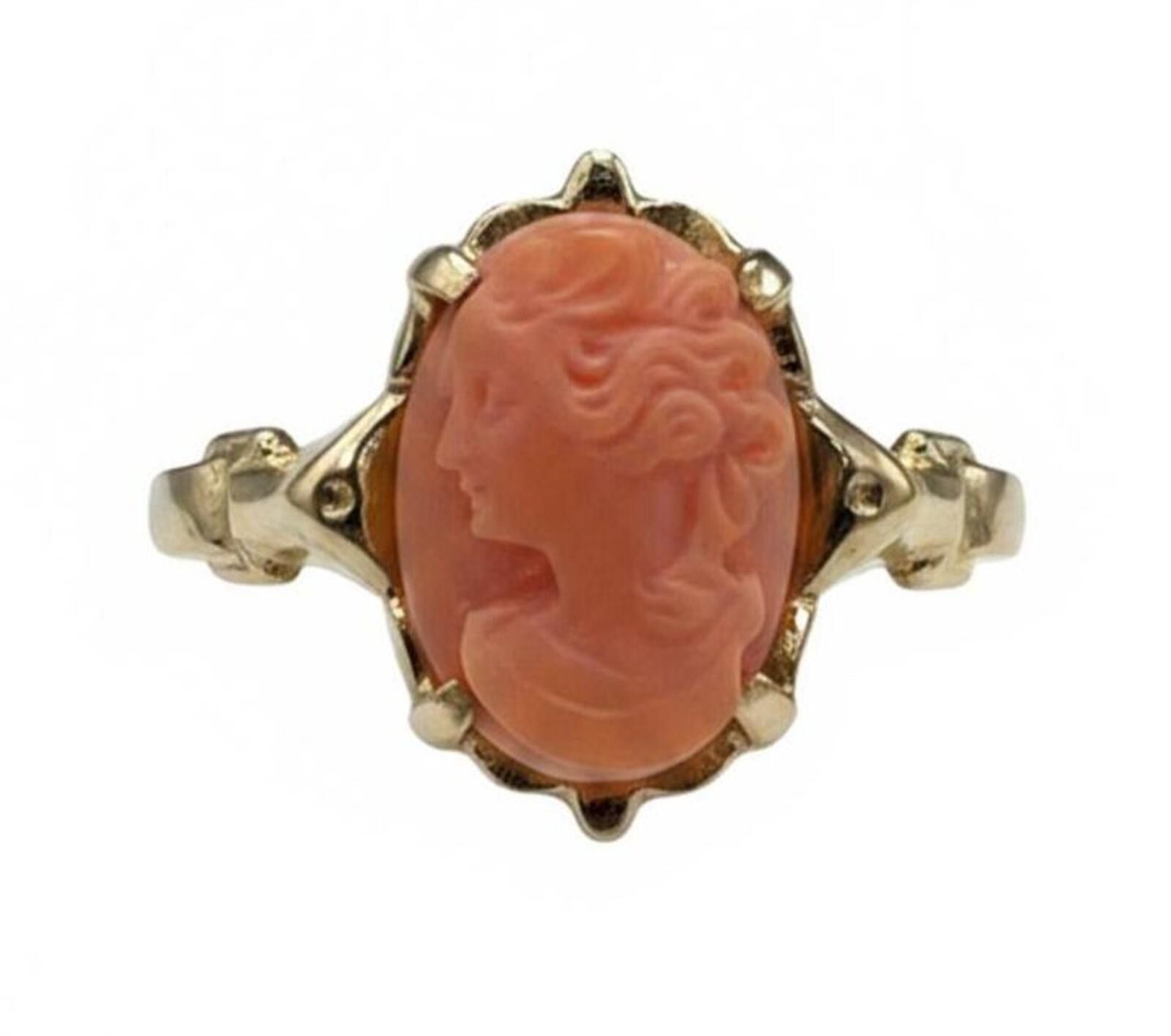 Other NWT 10K Gold Left-Facing Pink Coral Cameo Ring Size ONE SIZE - 1 Thumbnail