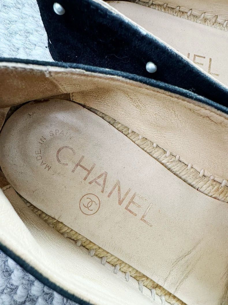 Chanel Chanel Pearl Embellished Black Espadrille Shoes -2505 Size US 7 / IT 37 - 3 Thumbnail