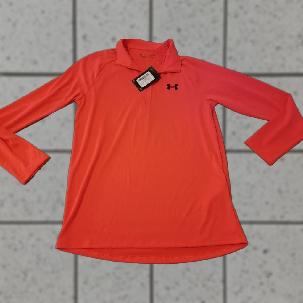 Under Armour Under Armour Shirt S Small Orange Long Sleeve Zip Athletic Mens Size US S / EU 44-46 / 1 - 1 Thumbnail
