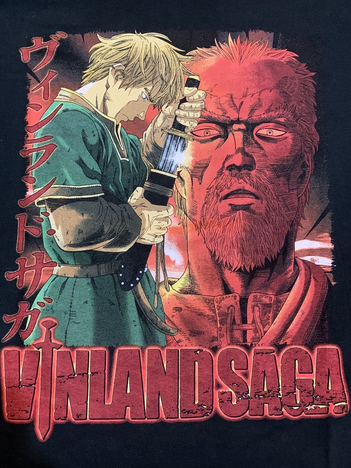 image of Anima x Vintage vinland Saga Anime Manga T Shirt in Black, Men's (Size XL)