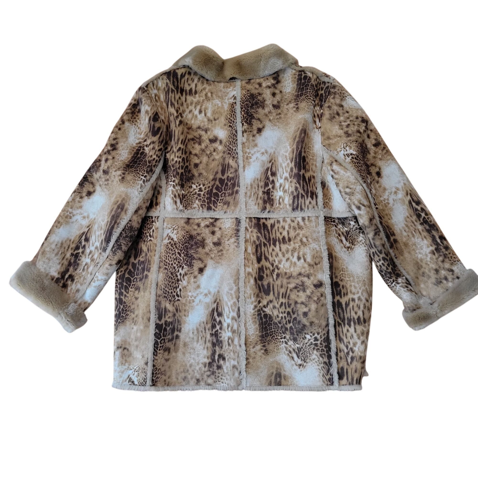 Other Dennis Basso Faux Fur Animal Print Coat 1X Winter Layering L Size XXL / US 16-18 / IT 52-54 - 4 Thumbnail