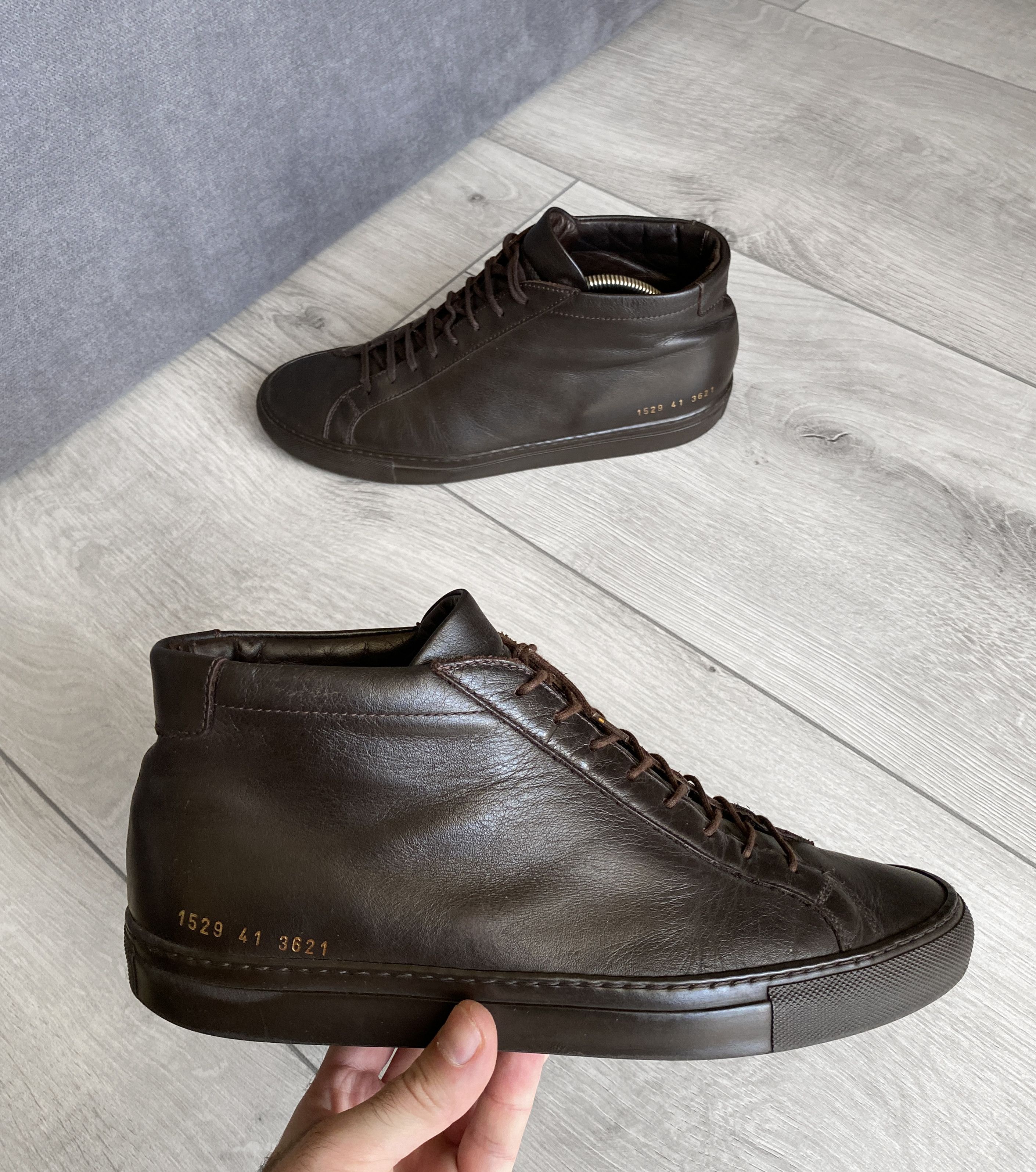 image of Common Projects Achilles Mid High-Top Sneakers in Brown, Men's (Size 9)