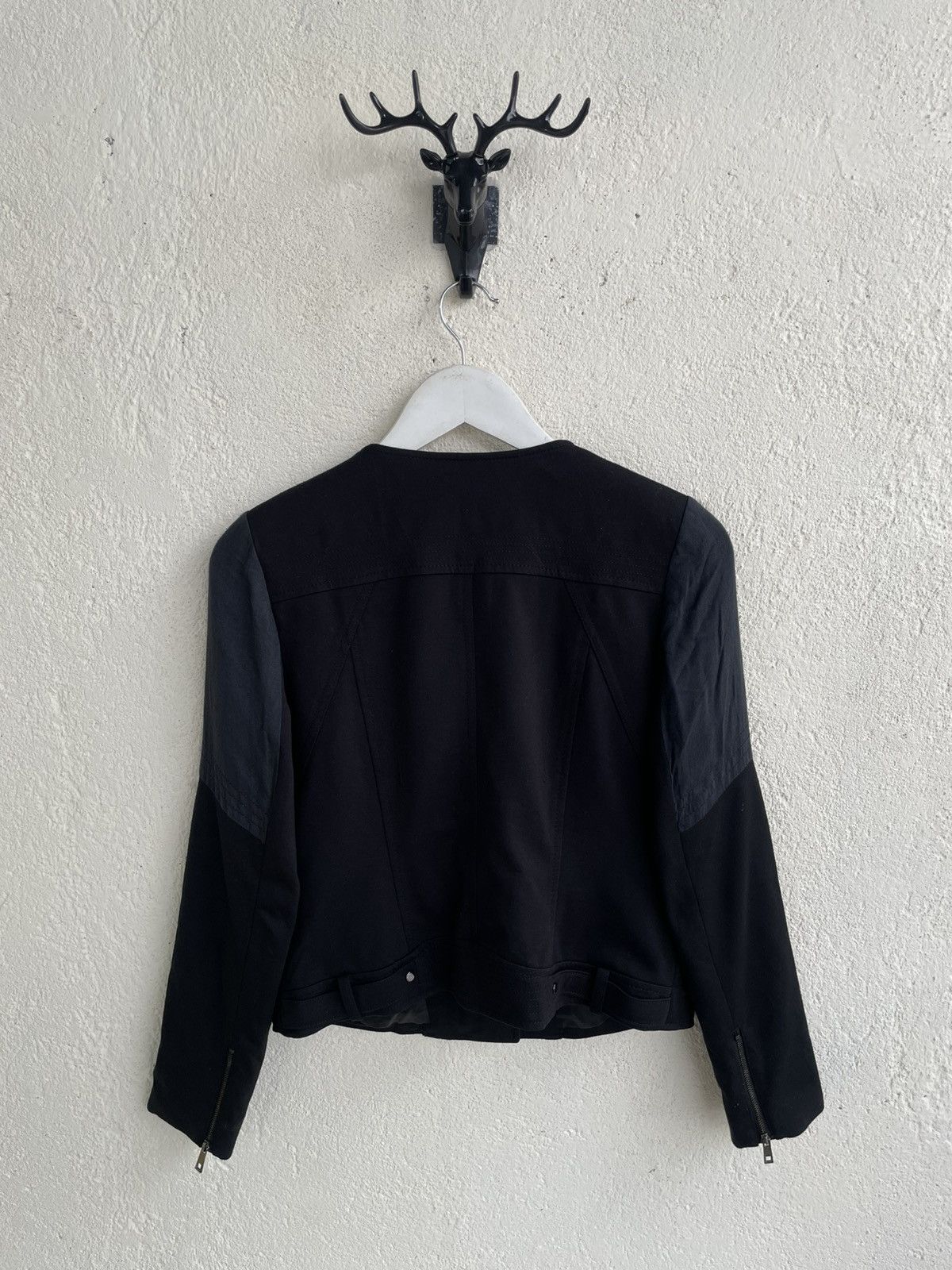 Helmut Lang Georges Rech Asymmetrical Zip Jacket Leather Panel Biker if6 Size US S / EU 44-46 / 1 - 8 Thumbnail