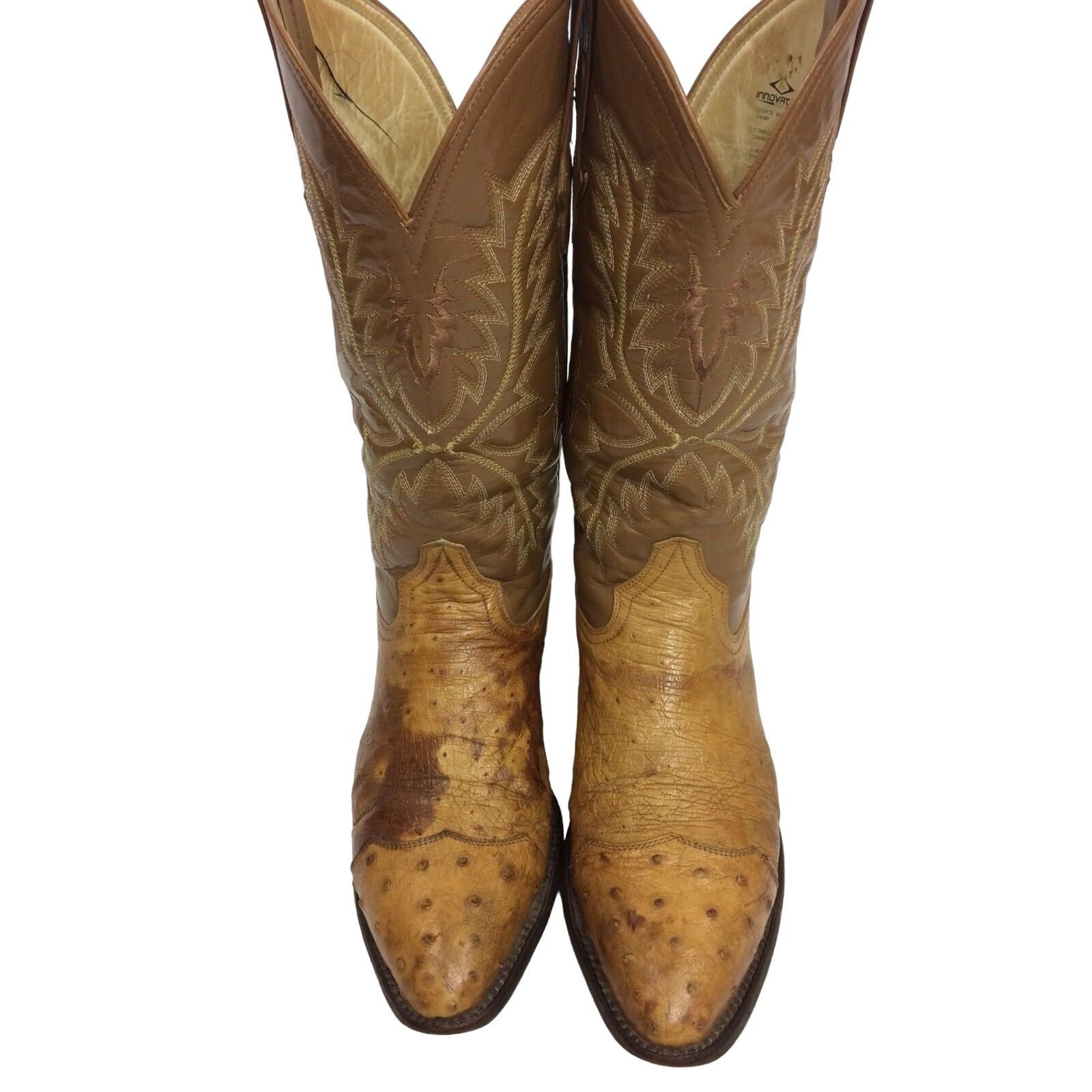 Other Vtg Cognac ROCKABILLY Cowboy OSTRICH Quill Skin Boots Size US 9.5 / EU 42-43 - 5 Thumbnail