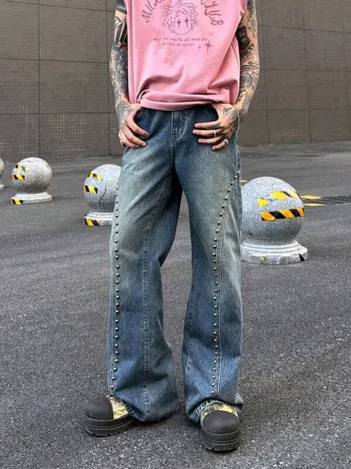 Jean Vintage Y2k Washed wide leg Jeans Denim Size US 34 / EU 50 - 4 Thumbnail