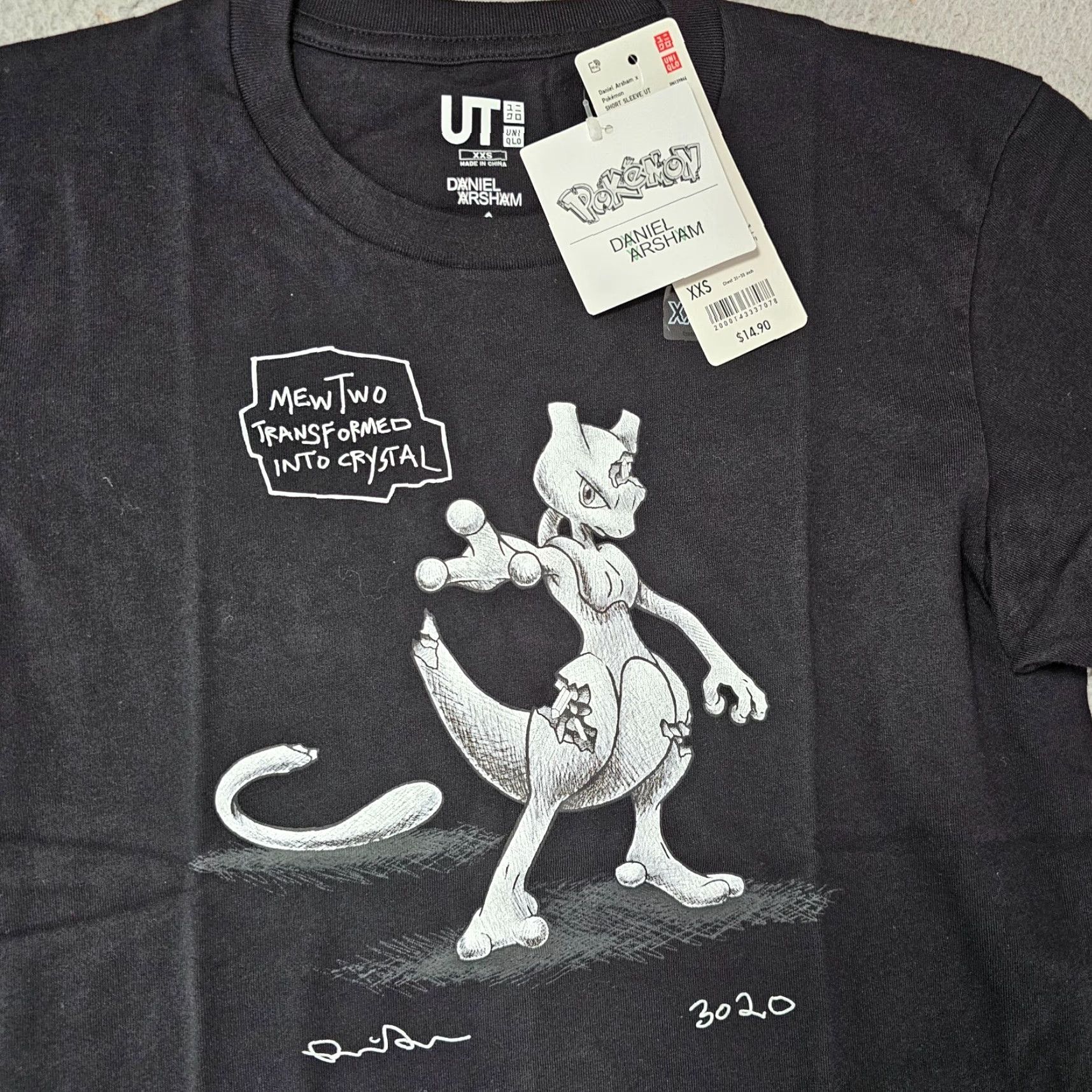 Uniqlo Uniqlo Daniel Arsham Crystal Mewtwo 3020 Pokemon Graphic UT Shirt Adult XXS Black Cotton Logo Short Sleeve Crew Neck Men T-Shirt Anime 90s? Size US XXS / EU 40 - 2 Thumbnail
