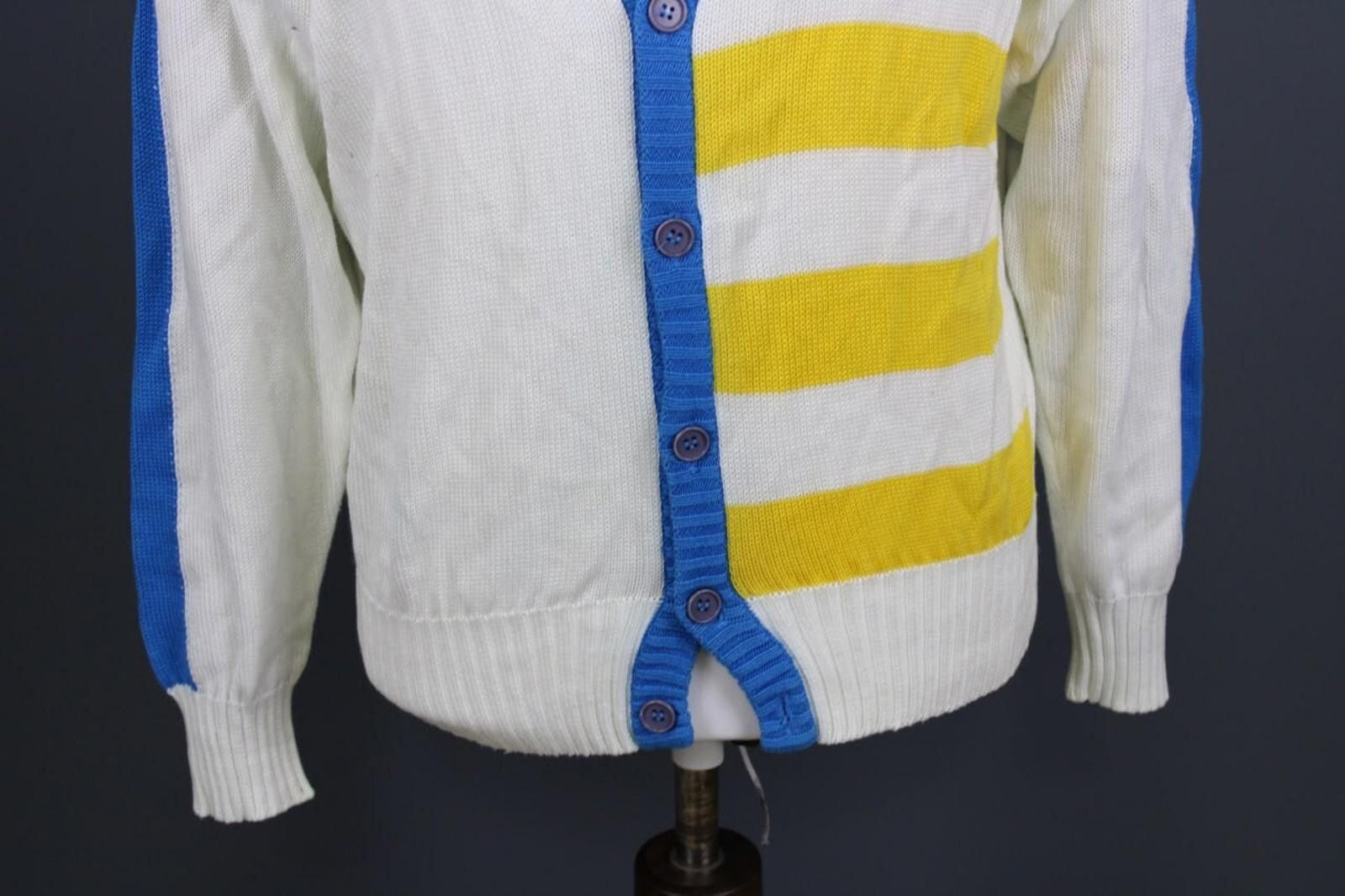 Ermenegildo Zegna Ermenegildo Zegna White Striped Cardigan Sweater Size 50 Size US M / EU 48-50 / 2 - 2 Thumbnail