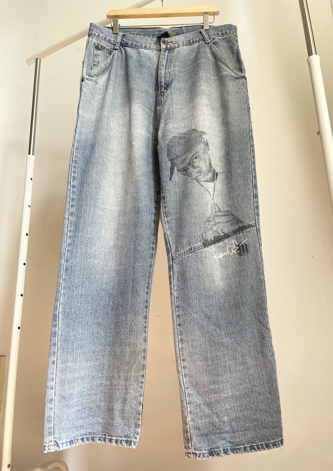 Makaveli VINTAGE 💧 Makaveli Y2K Vintage 2pac Rap Printed Denim Jeans Size US 38 / EU 54 - 2 Thumbnail