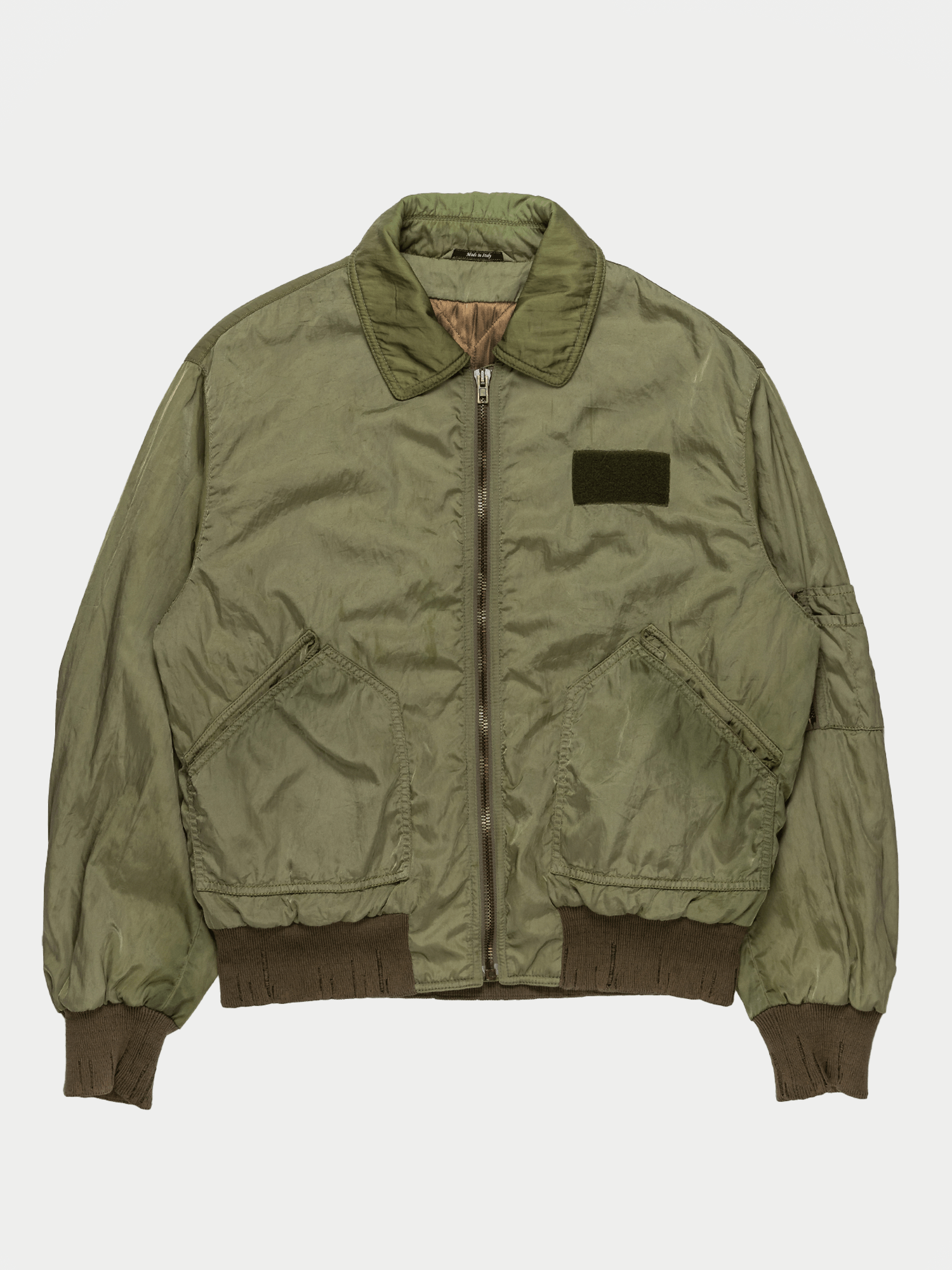 Pre-owned Maison Margiela Ss2013 Distressed Olive Washed Military Bomber In Black