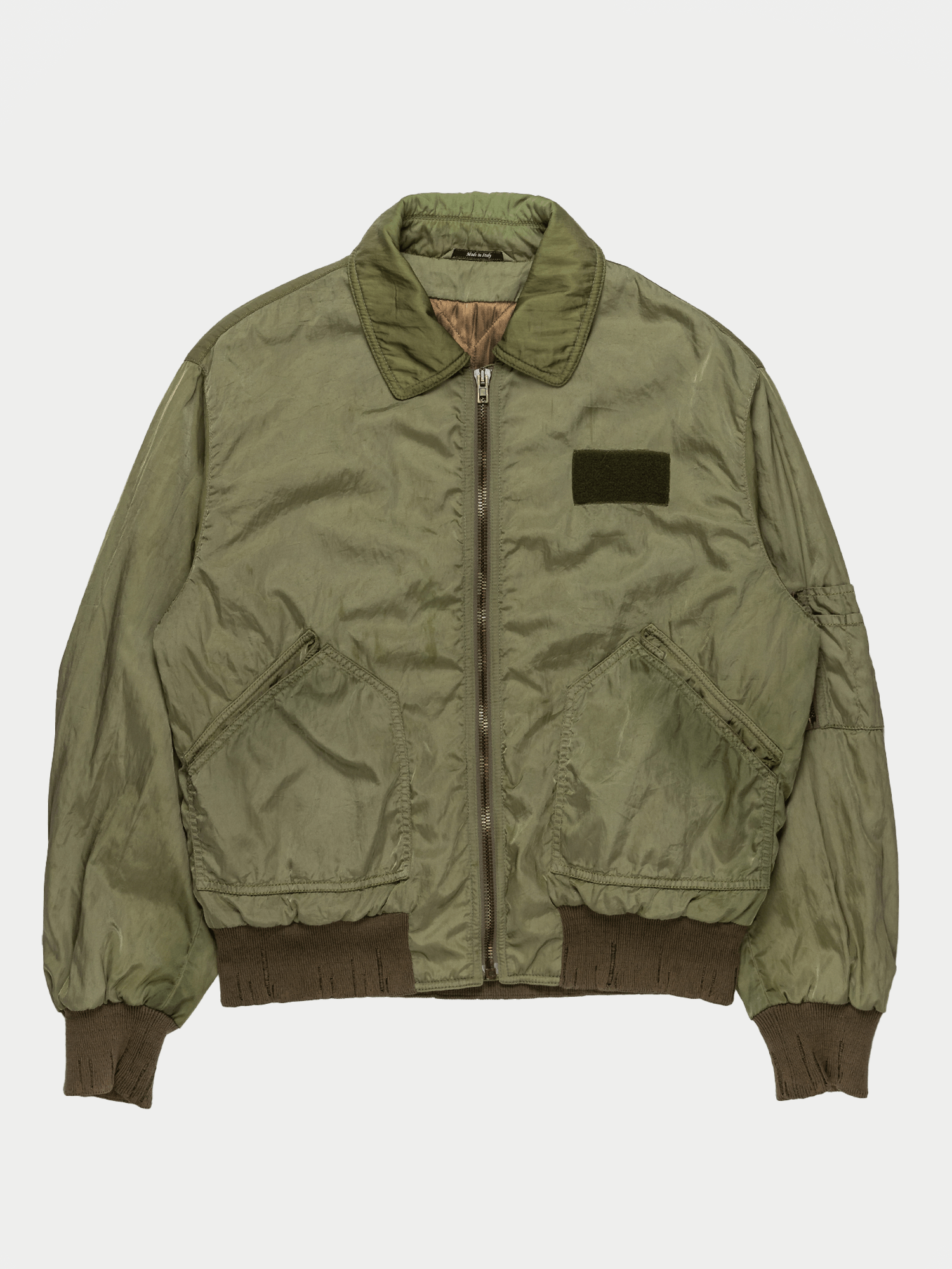 image of Maison Margiela Ss2013 Distressed Olive Washed Military Bomber in Black, Men's (Size Large)