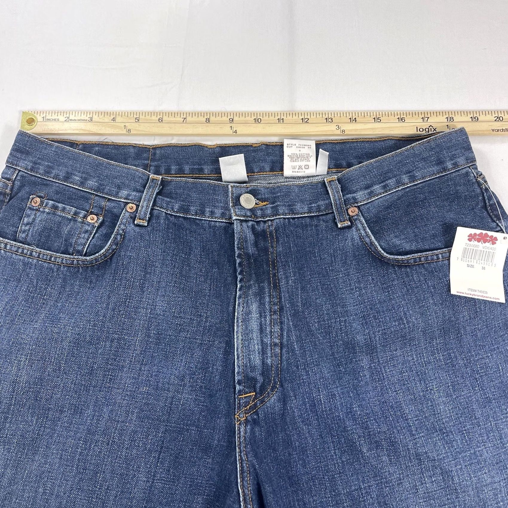 Lucky Brand VINTAGE Lucky Brand Jeans Denim 5-Pocket Relaxed USA 1990s Mens 38 Regular Blue Denim Jeans with Zipper Fly Size US 38 / EU 54 - 5 Thumbnail