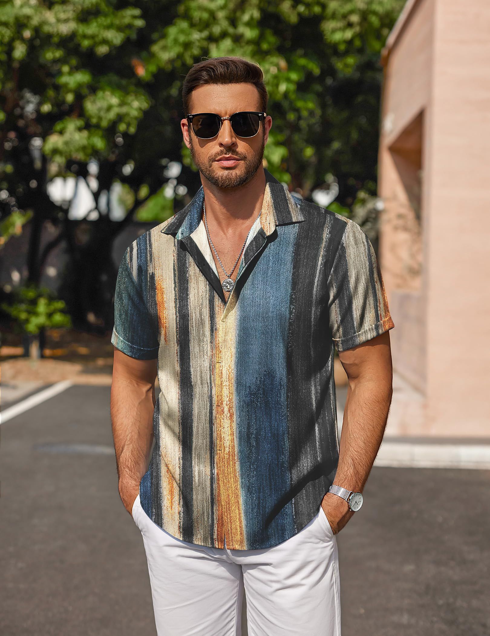 Vintage Men's linen beach summer shirt Size US L / EU 52-54 / 3 - 4 Thumbnail