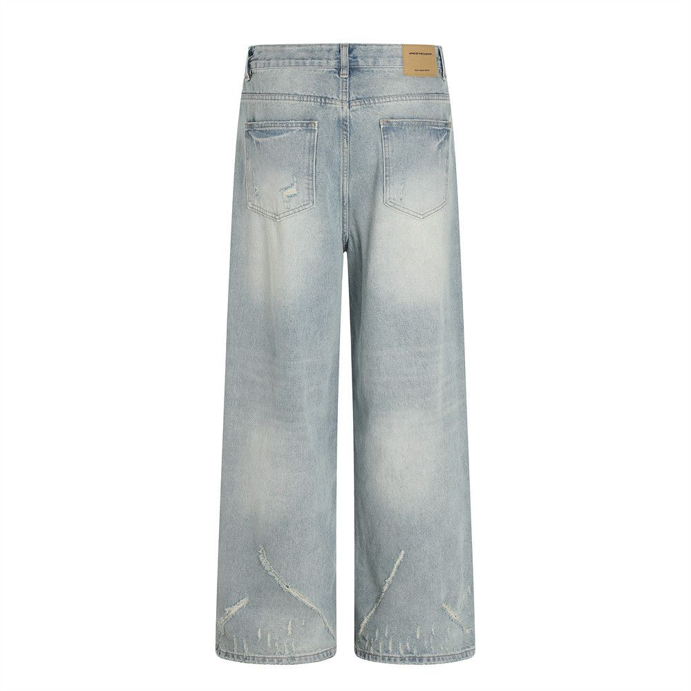 Japanese Brand × Vintage Distressed washed men's retro streetwear loose jeans Size US 32 / EU 48 - 3 Thumbnail