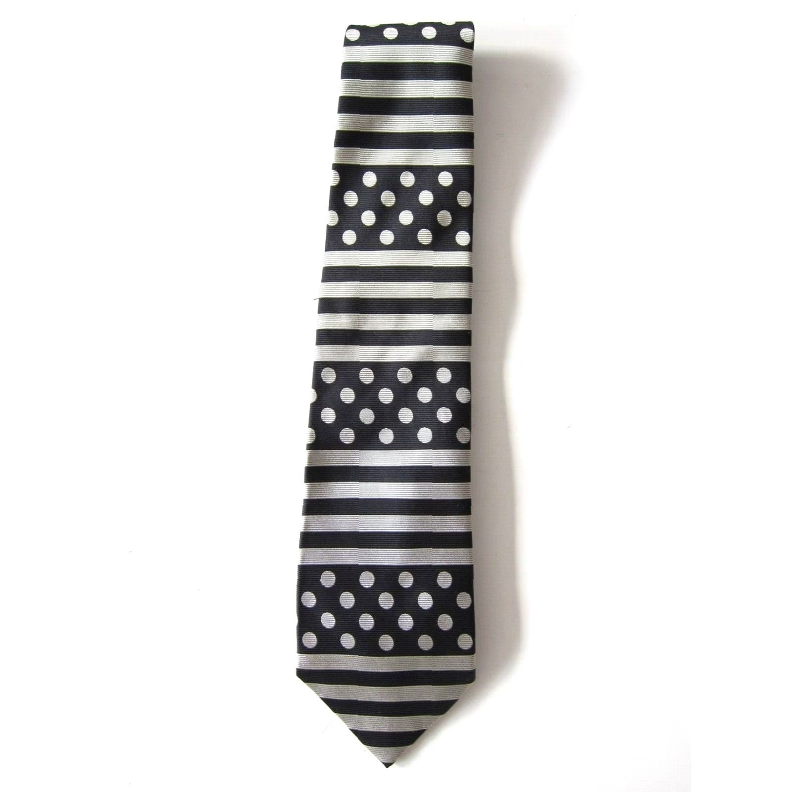 Vintage VINTAGE Keys & Lockwood Made in USA 100% Silk Silver Black Polka Dot Abstract Tie Size ONE SIZE - 6 Thumbnail