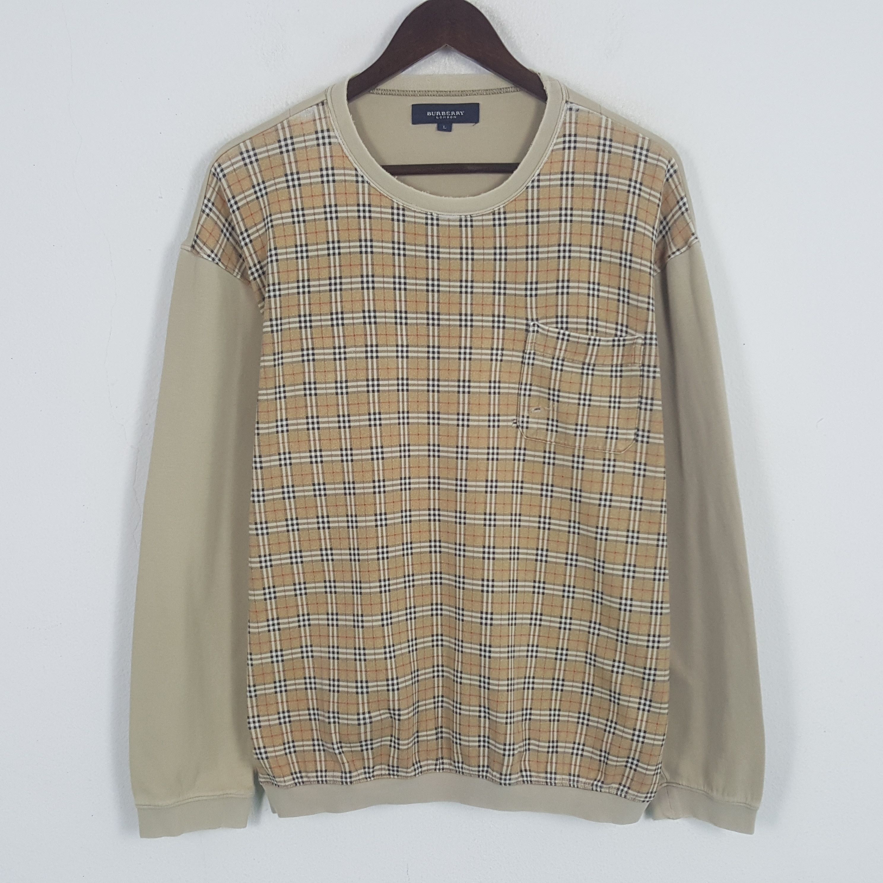 Burberry Burberry London Nova Check Custom SpellOut Sweatshirt Size US L / EU 52-54 / 3 - 3 Thumbnail