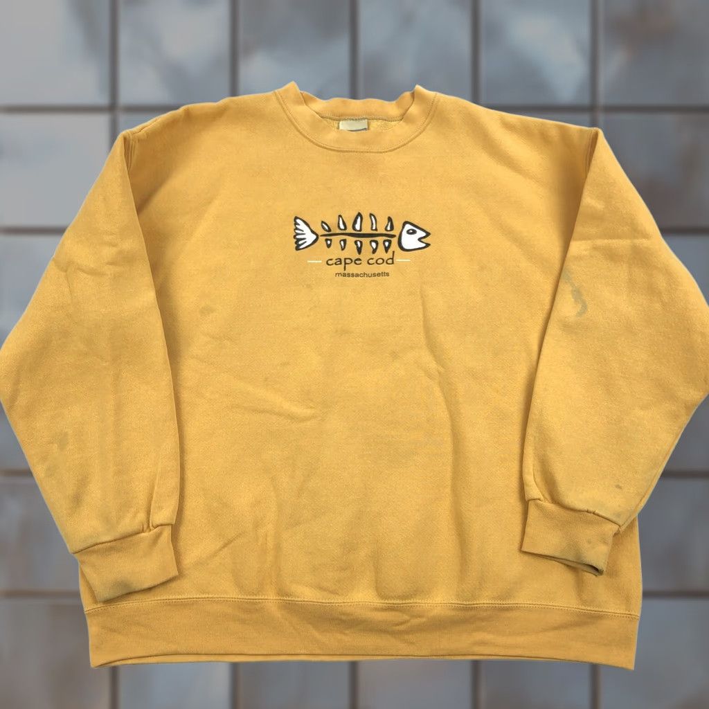 Lee VINTAGE Lee Coastal Fish Crew Neck Sweatshirt XL Adult Men Yellow 90s Graphic Print Pullover Size US XL / EU 56 / 4 - 1 Thumbnail