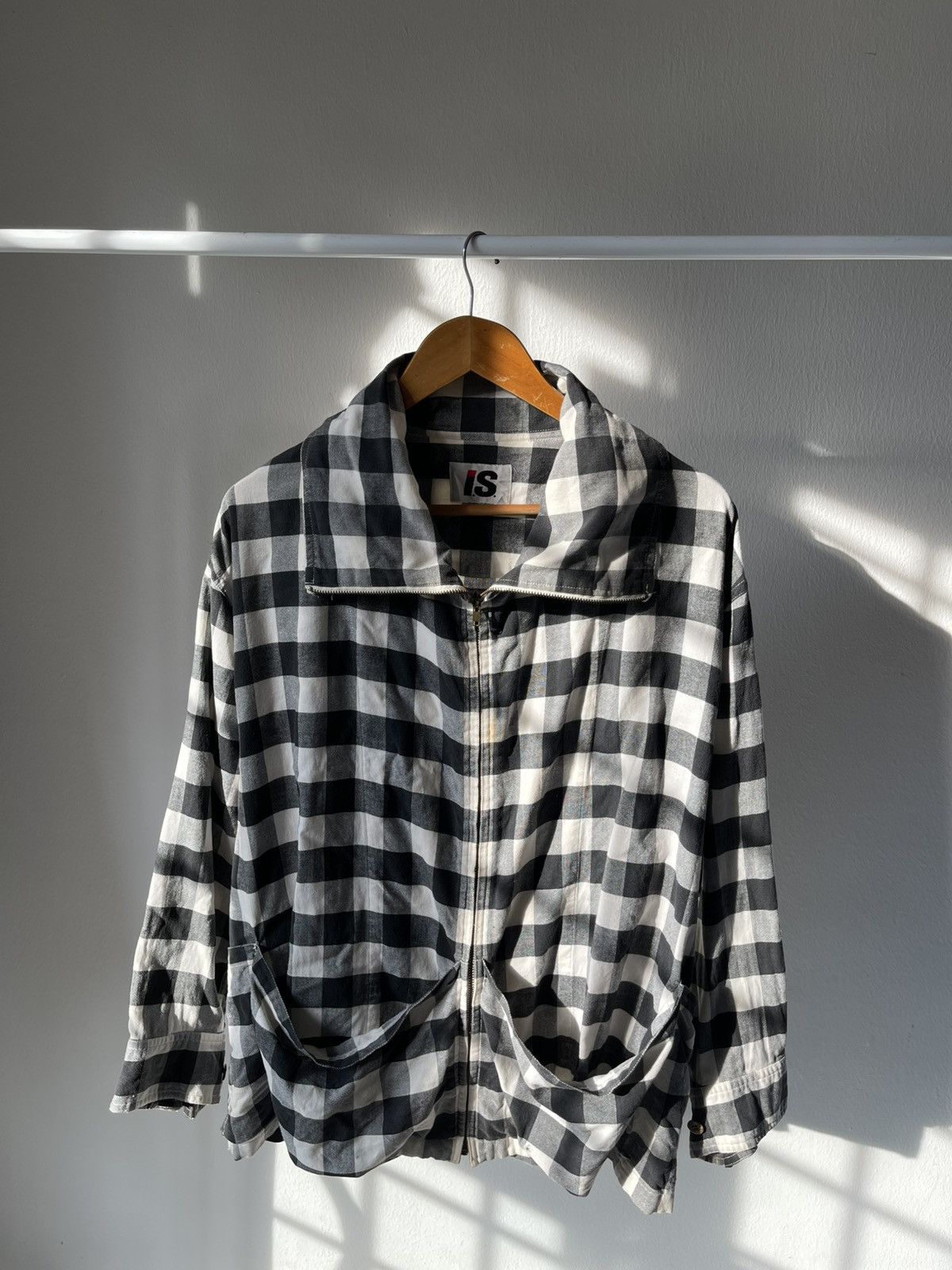 Issey Miyake 80s Issey Miyake Plaid Big Pocket Zipper Jacket Size US XL / EU 56 / 4 - 1 Thumbnail