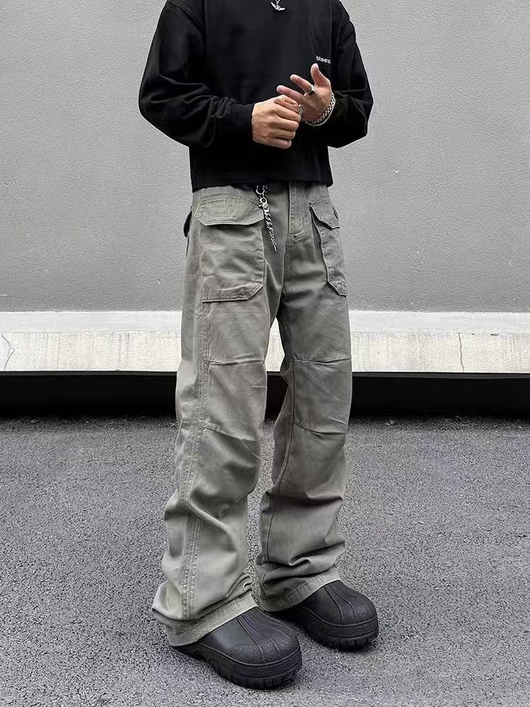 Japanese Brand × Vintage Gray Green Vintage Workwear Micro Flare Paratrooper Pants Size US 32 / EU 48 - 3 Thumbnail
