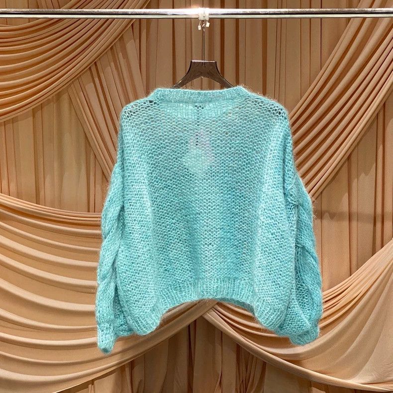 Loewe LOEWE Blue lace front logo cashmere sweater Size S / US 4 / IT 40 - 2 Thumbnail