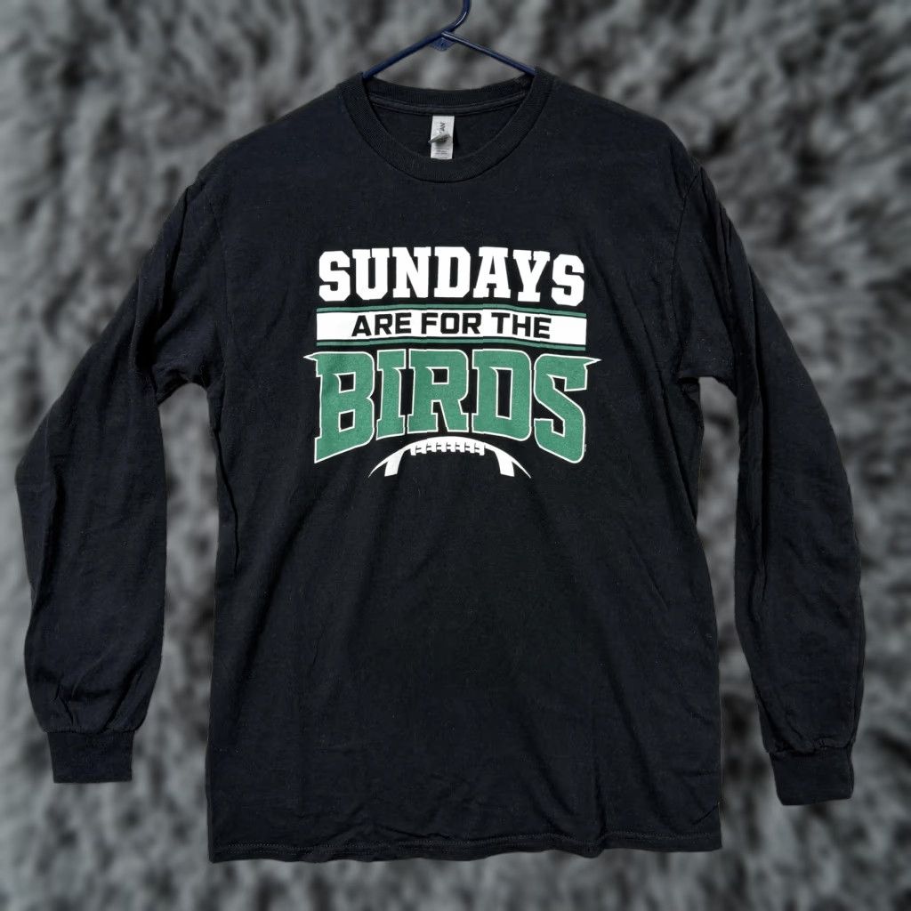 Gildan Philadelphia Eagles Mens Long Sleeve T-Shirt Black SUNDAYS ARE FOR THE BIRDS Football Gildan Heavy Cotton M Size US M / EU 48-50 / 2 - 1 Thumbnail