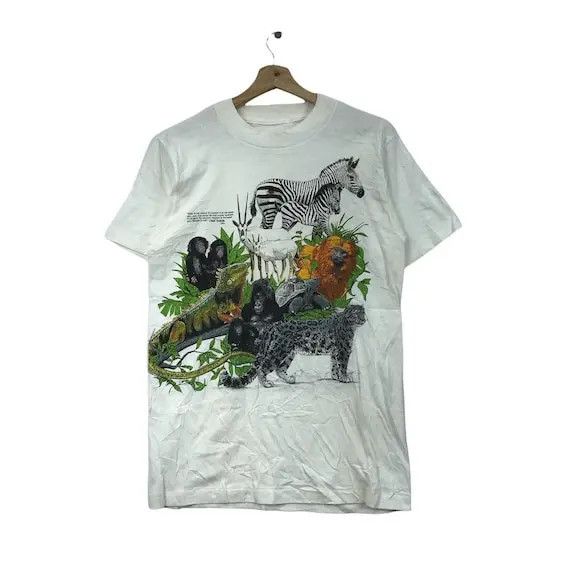 Vintage Vtg 1987 HARLEQUIN TEENA HOUCK Habitats Safari Tee Shirt Size S / US 4 / IT 40 - 1 Thumbnail