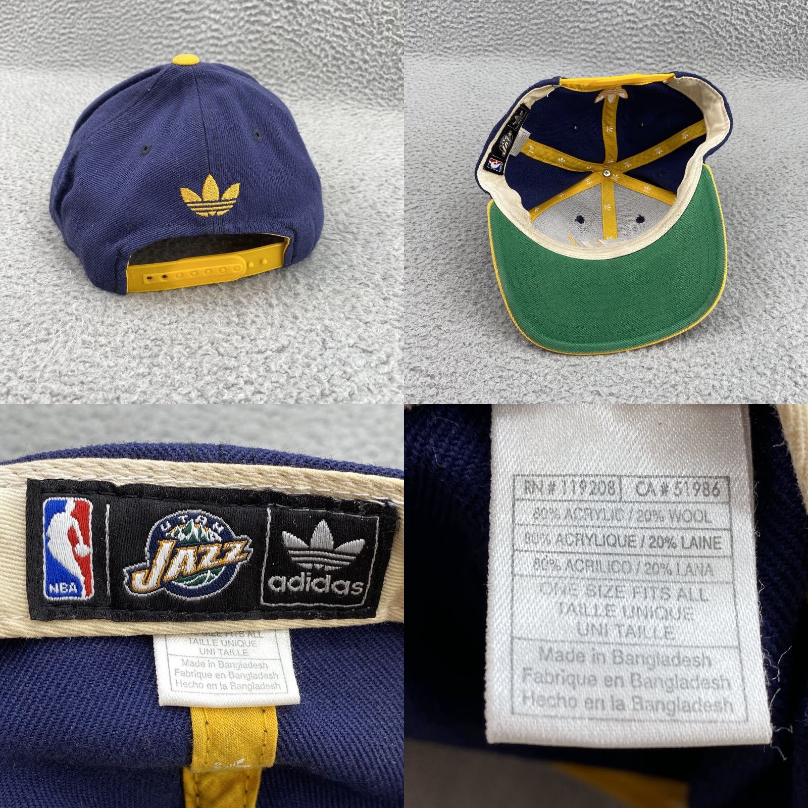Adidas VINTAGE Adidas Utah Jazz Hat Cap Snap Back Wool Blend NBA Patch Logo Basketball Men's Size ONE SIZE - 8 Thumbnail