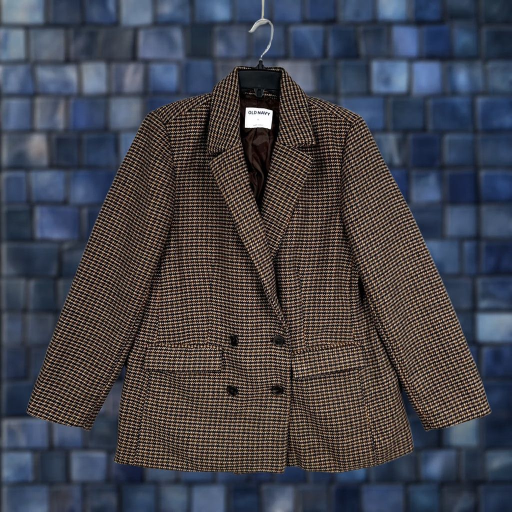 Old Navy Old Navy Blazer Womens Large Brown Plaid Sports Coat Double Breasted Academia Blazer Women L Brown Plaid Size L / US 10 / IT 46 - 1 Thumbnail