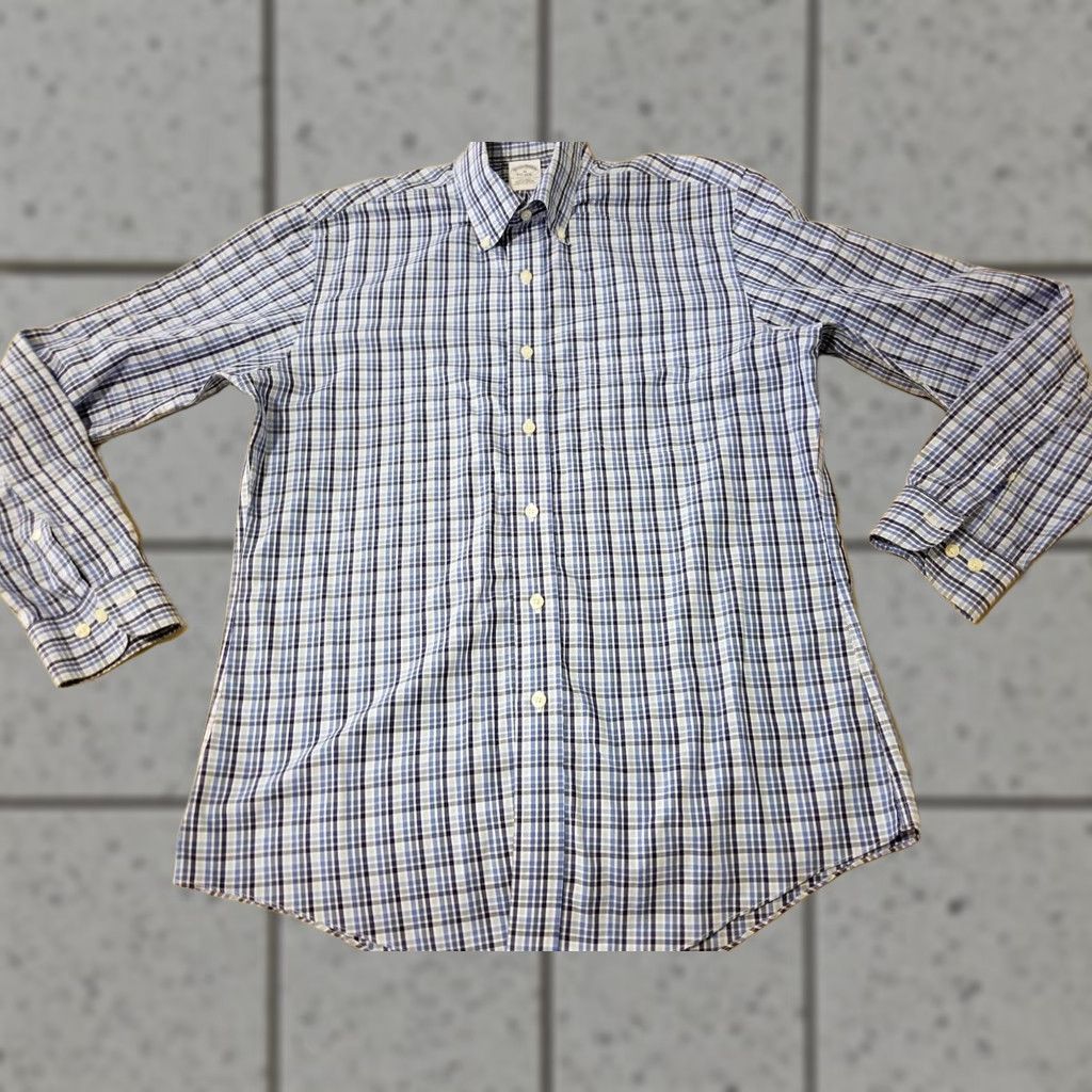 Brooks Brothers Brooks Brothers Dress Shirt M Medium Blue Cotton Mens Shirt Button Size 40R - 1 Thumbnail