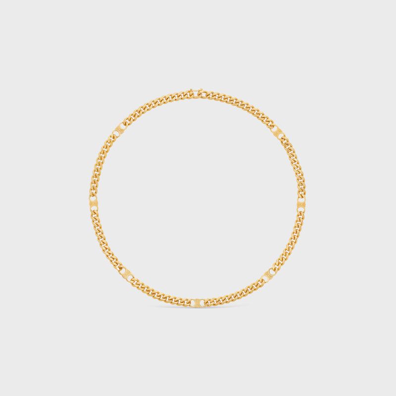 Celine o1loc1c0226 Size :OS/Triomphe Small Necklace in Golden Size ONE SIZE - 1 Thumbnail