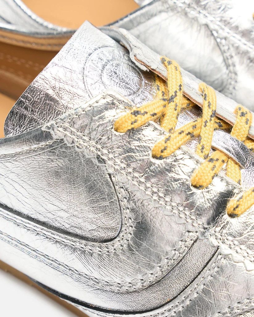 Dries Van Noten o1tko10426 Metalic-Leather Marathon Sneakers in Silver Size US 12 / EU 45 - 5 Thumbnail