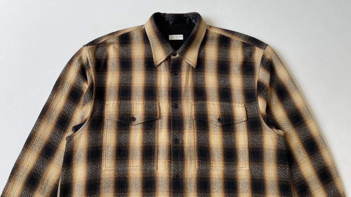Dries Van Noten Brown Ombre Check Flannel Utility Shirt Size US XL / EU 56 / 4 - 2 Thumbnail