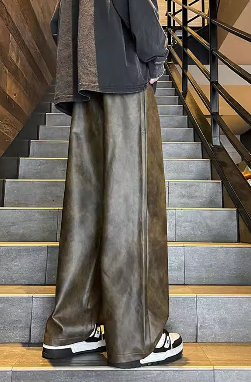 Japanese Brand Premium PU Leather Wide-Leg Pants - Trendy, Comfortable Size US 34 / EU 50 - 5 Thumbnail