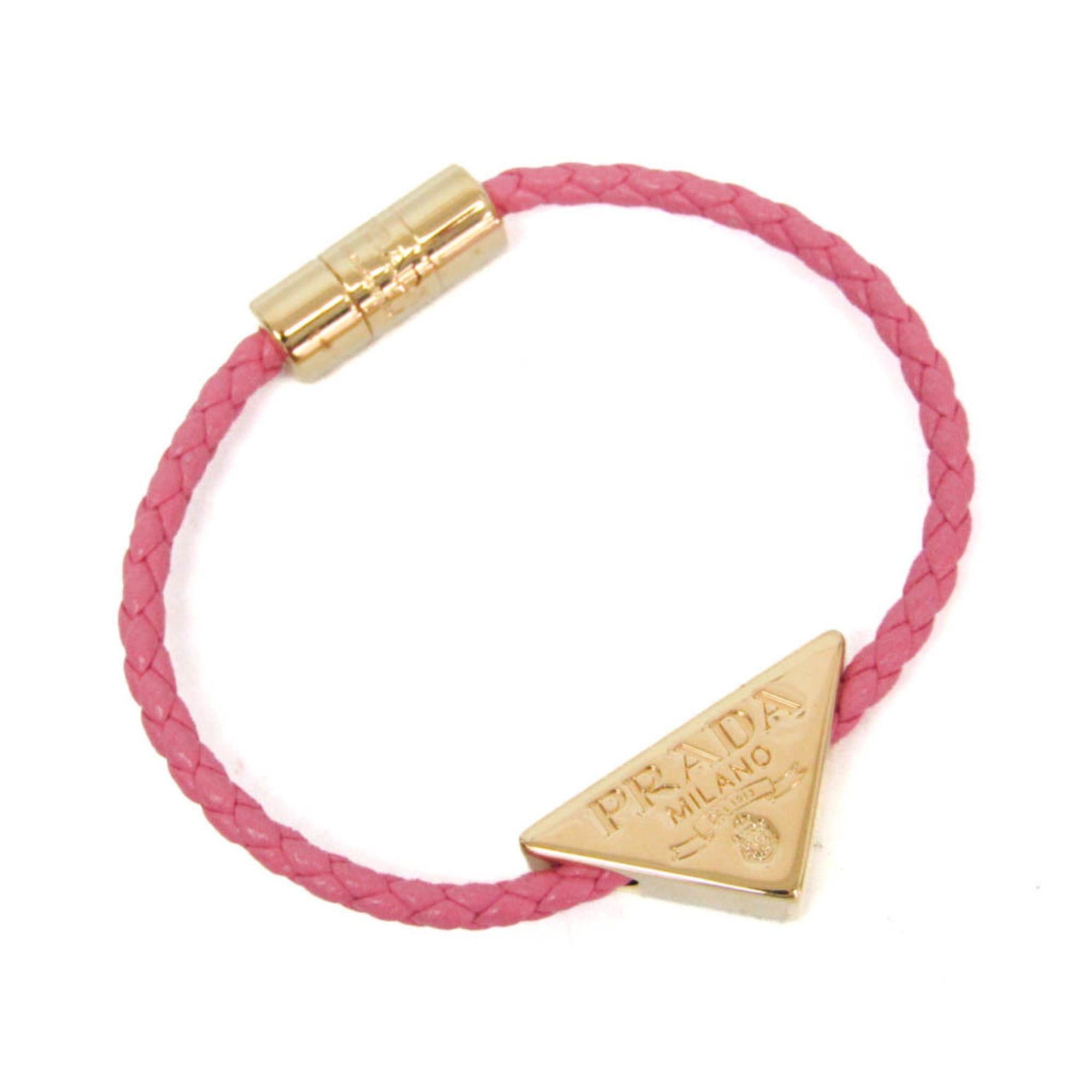 Prada Prada Nappa Leather Triangle Plate Bracelet 1IB350 Leather Bangle Pink Size ONE SIZE - 1 Thumbnail