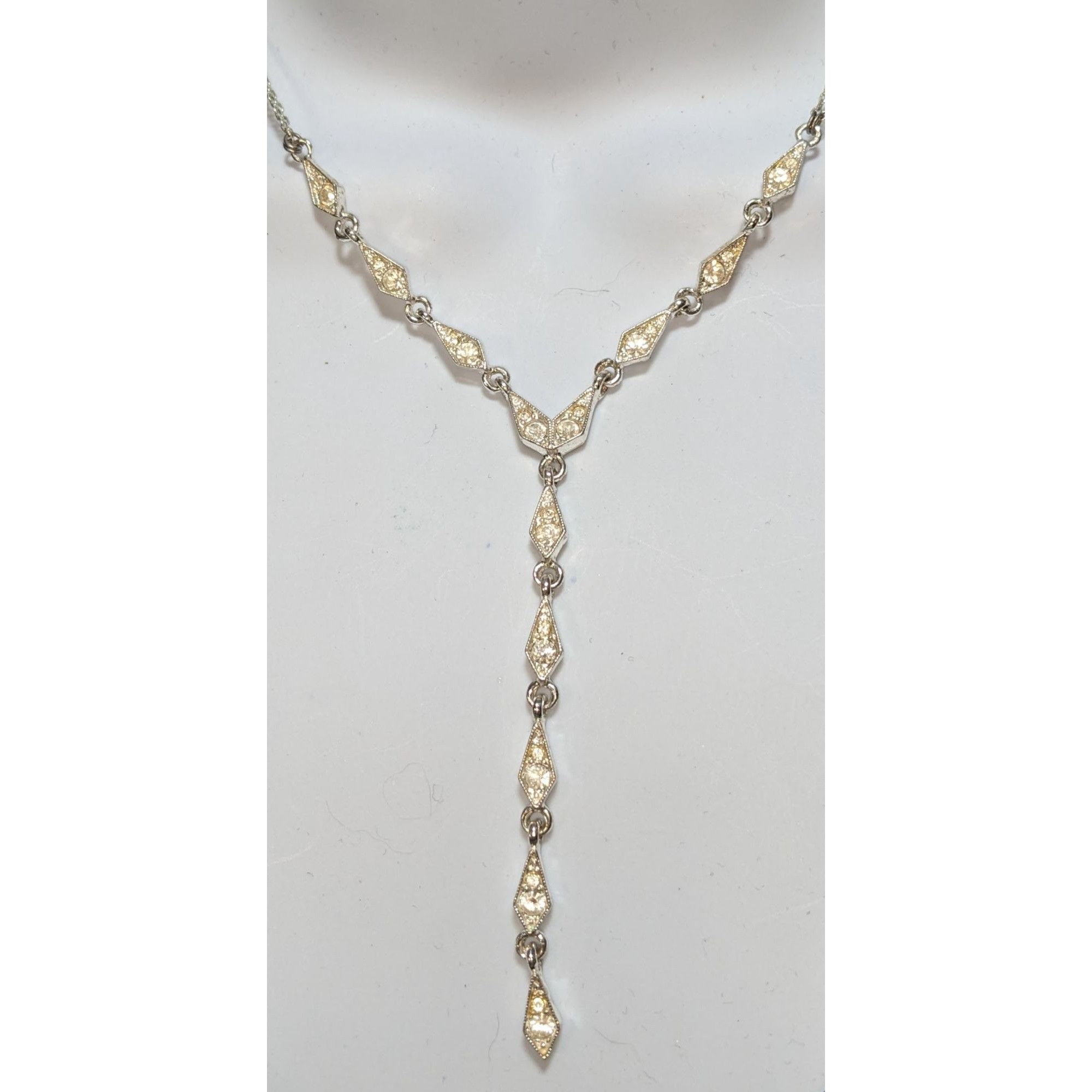 Other Vintage Napier Y Drop Bridal Necklace With Rhinestone Accent Size ONE SIZE - 3 Thumbnail