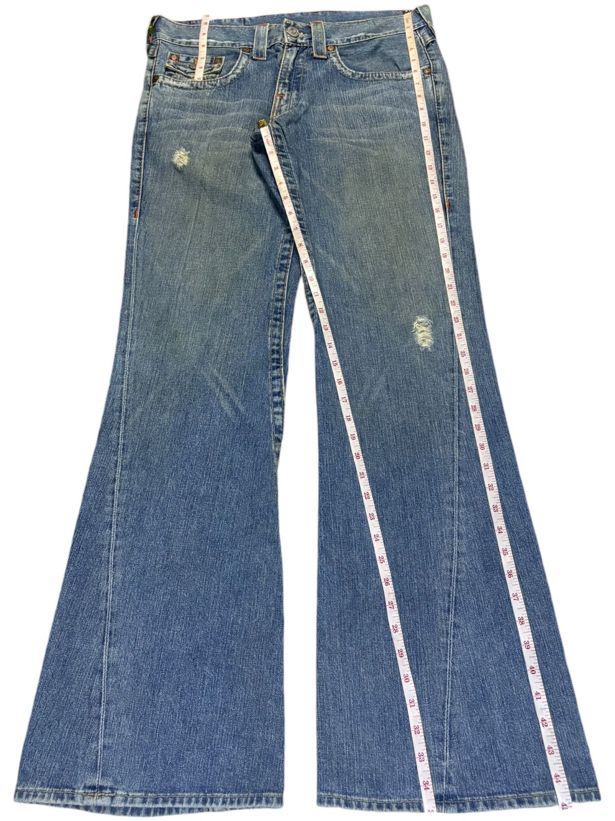 True Religion Vintage USA True Religion Joey Mud Wash Distress Flare Jeans Size US 35 - 14 Thumbnail