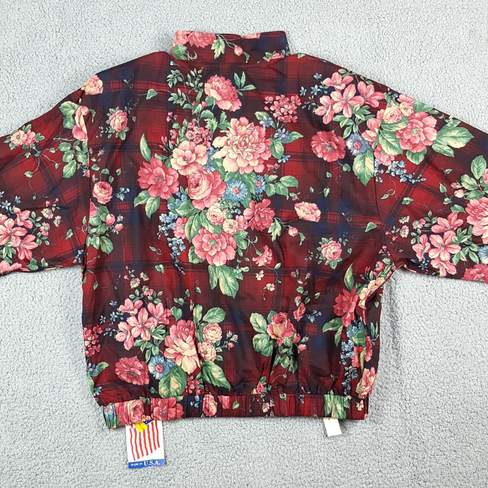 Pinko VINTAGE Infinity Chic Windbreaker Jacket Women's M Pink Plaid Floral Zip Up 80s 90s Boho Outdoor Autumn Seasonal Full Zip Lightweight Size M / US 6-8 / IT 42-44 - 4 Thumbnail