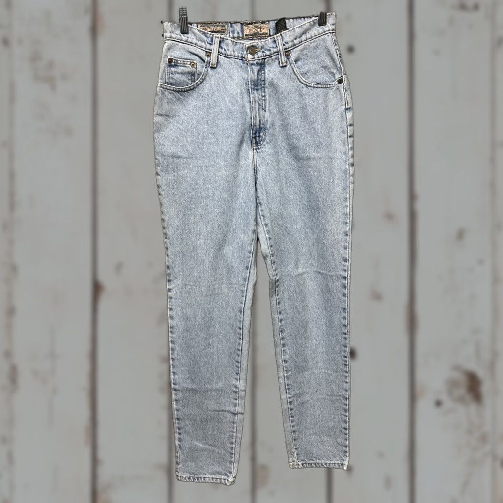 Express Vintage Express Light Blue Jeans - 90s Tapered High Waist Relaxed Fit 5-Pocket Denim Size 30" / US 8 / IT 44 - 1 Thumbnail