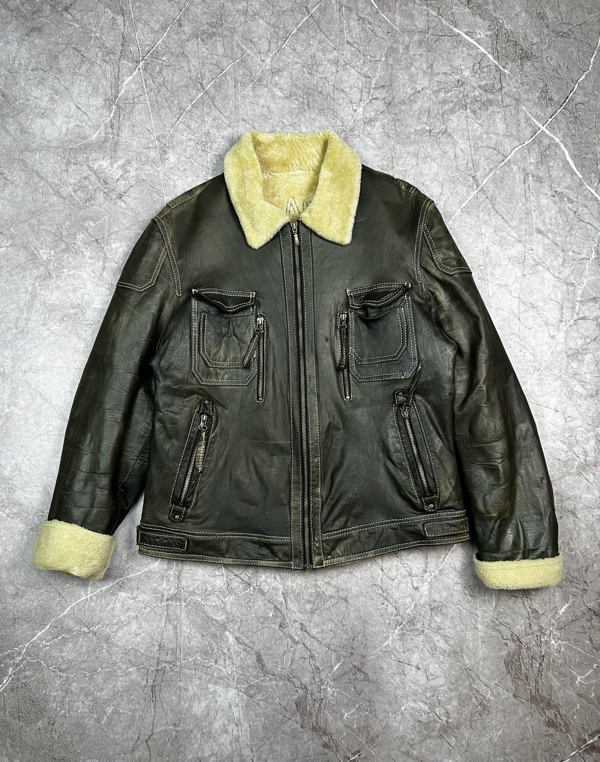 Vintage Leather Jacket faded crazy y2k Size US M / EU 48-50 / 2 - 2 Thumbnail