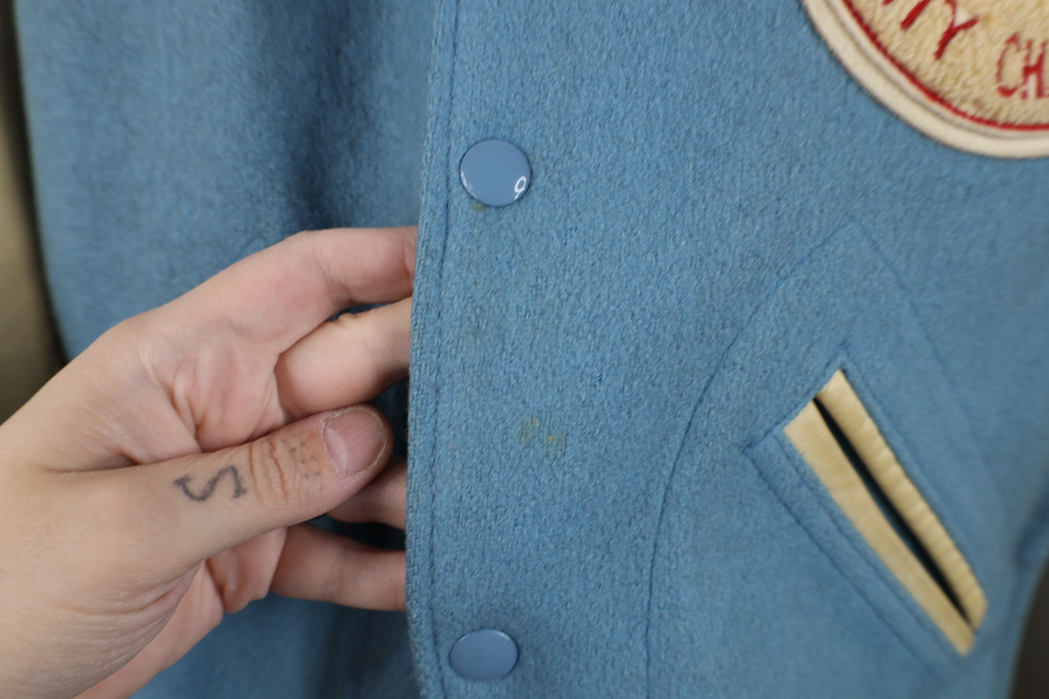 Vintage Vintage 50s Wool Leather Chain Stitch Varsity Jacket USA Size US L / EU 52-54 / 3 - 6 Thumbnail