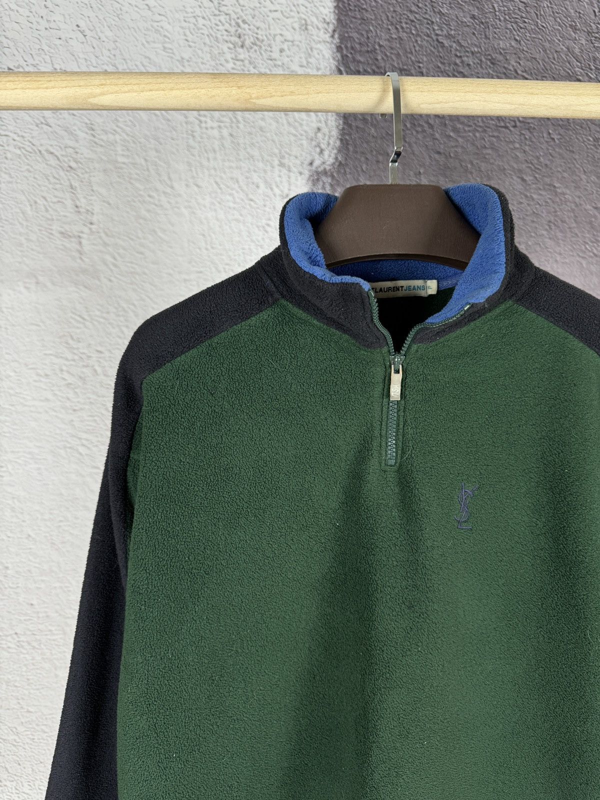 Vintage Saint Laurent Jeans vintage 1/4 zip pullover fleece sweater Size US XL / EU 56 / 4 - 3 Thumbnail