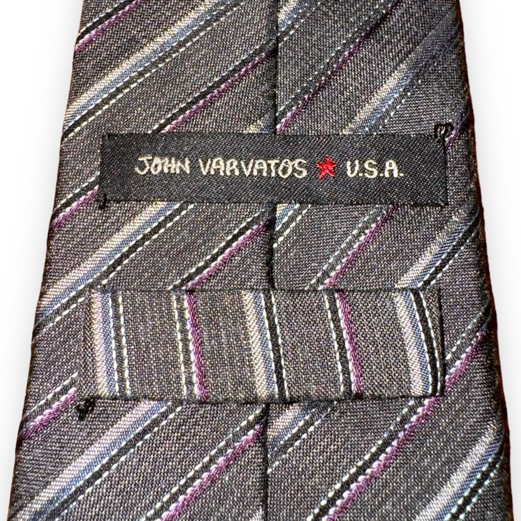 John Varvatos John Varvatos USA Gray & Purple Rep Striped Made in USA Tie Size ONE SIZE - 3 Thumbnail