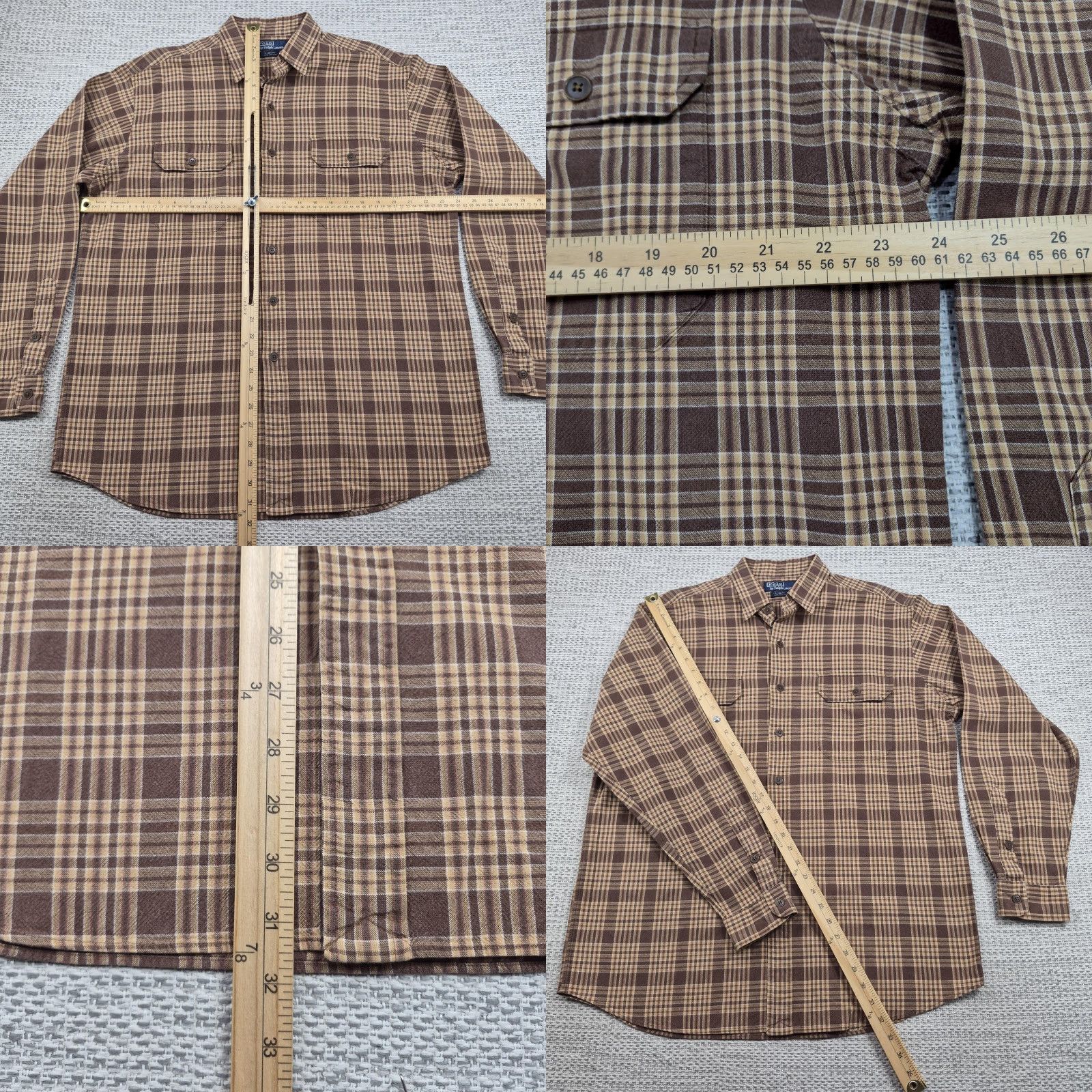 Polo Ralph Lauren Polo Ralph Lauren GI Shirt Mens Large Button-Up Brown Plaid Long Sleeve Vintage Size US L / EU 52-54 / 3 - 8 Thumbnail