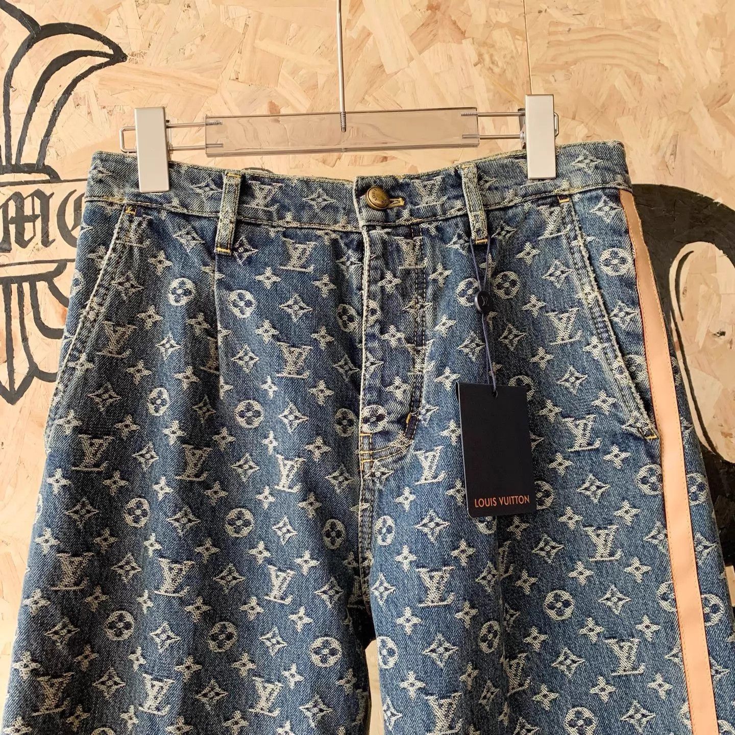 Louis Vuitton LV Monogram Full Print Leather Trim Jeans 28 Size 28" / US 6 / IT 42 - 3 Thumbnail