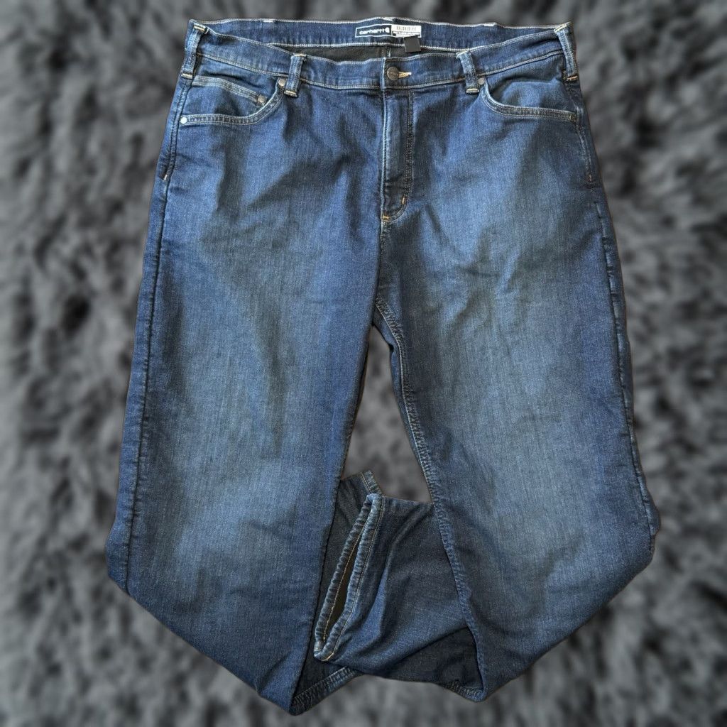 Carhartt Carhartt Jeans Relaxed Fit Fleece Lined Insulated Blue Denim 40x32 104939 H88 Size US 40 / EU 56 - 1 Thumbnail