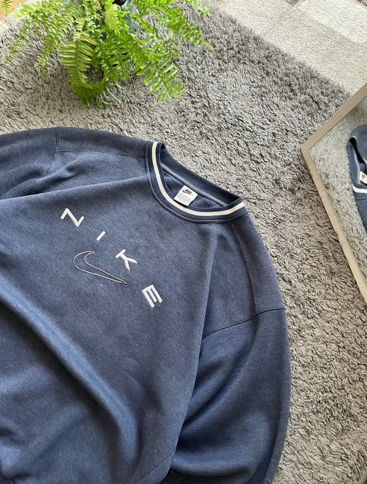 Nike × Vintage 90s Nike Vintage Sweatshirt Streetwear Center Logo Swoosh Size US XL / EU 56 / 4 - 4 Thumbnail