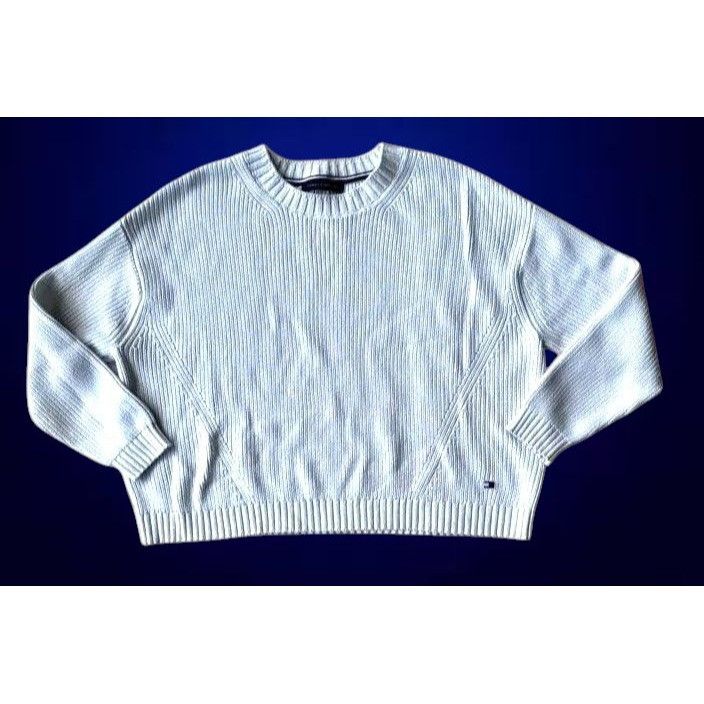 Tommy Hilfiger × Vintage Vintage Tommy Hilfiger Sweater XXL? Cream Pullover Logo Lon Size XXL / US 16-18 / IT 52-54 - 4 Thumbnail